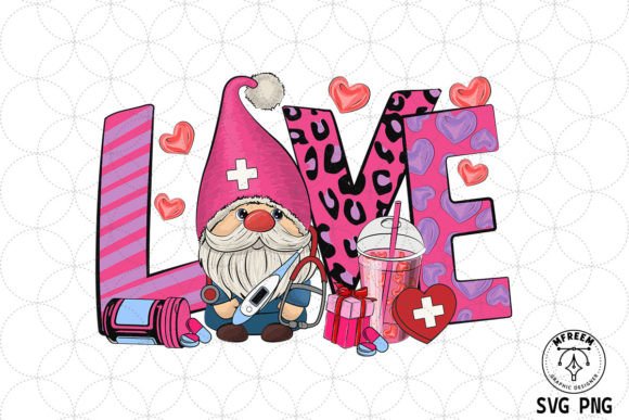 Gnome Love Nurse Valentine Sublimation