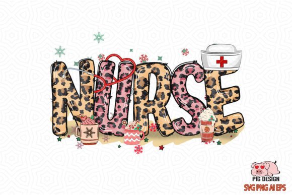 Leopard Nurse Christmas Sublimation SVG