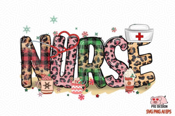 Leopard Plaid Nurse Christmas SVG