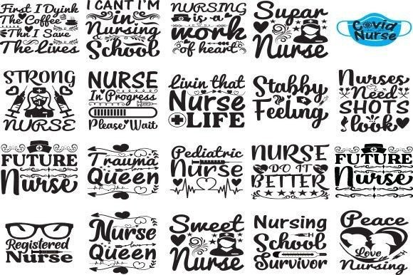 Nurse Svg Bundle T-Shirt Graphics and Crafts